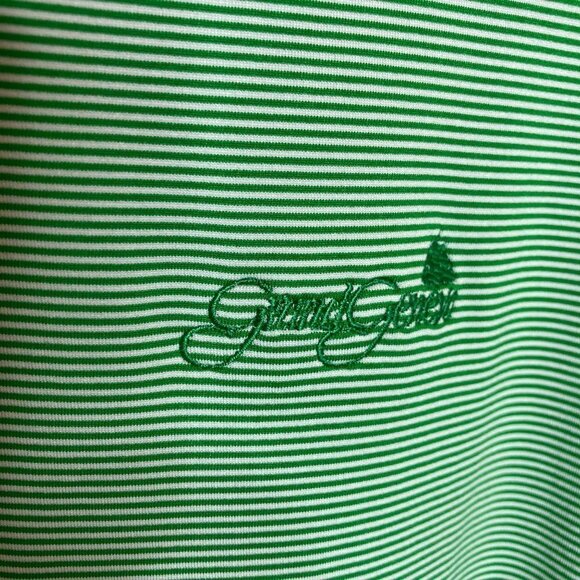 KJUS Polo‎ Shirt Mens L Performance Geometric Striped UPF 50+ Green Golf - Picture 2 of 9